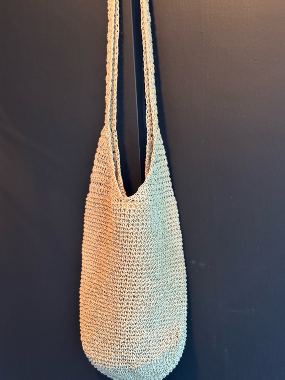 Crochet Shoulder Tote Bag in Cream